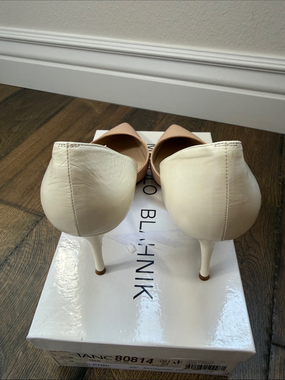 MANOLO BLAHNIK Tayler Bicolor Blush and Cream Pointed D'Orsay Pumps - Picture 5 of 10